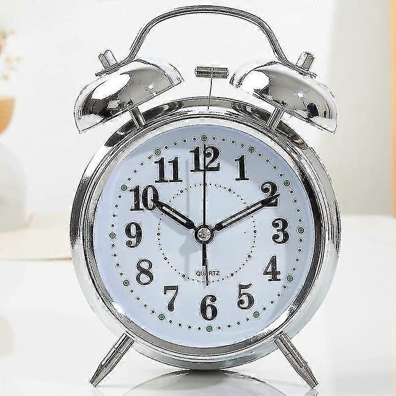 Retro Alarm Clock, Old Fashioned Bedside Alarm Clock With Non Ticking Twin Bell