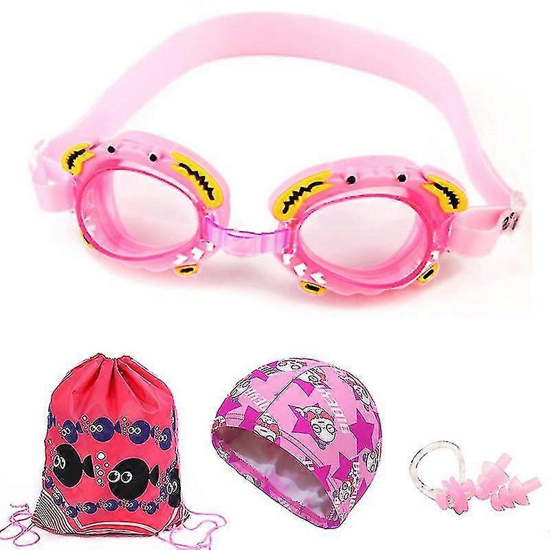 Kids Swim Goggles Set, Pool Swimming Goggles With Swim Cap & Nose Cover