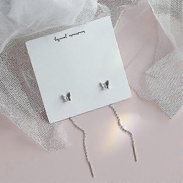 Simple Long Fringe Butterfly Drop Earrings