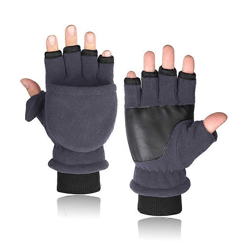 Kobiety Mężczyźni Zimowy Polar Polar Half Finger Flip Gloves Double Layer Thicken Touch Screen Fingerless Convertible Mittens Wrist