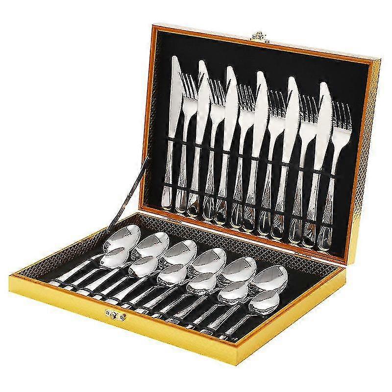 Ed Less Steel 24 Piece Cutlery Set - Versatile Home, Kit, Restnt Use - With Box For A