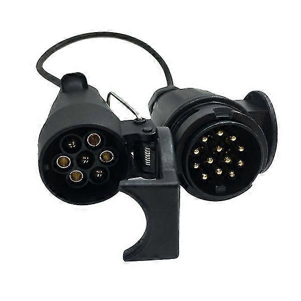 1pc Professional 7 Pin To 13 Pin Euro Vehicle Trailer Adapter Connector Plug Towing Plug Socket Trailer Accessories (black)