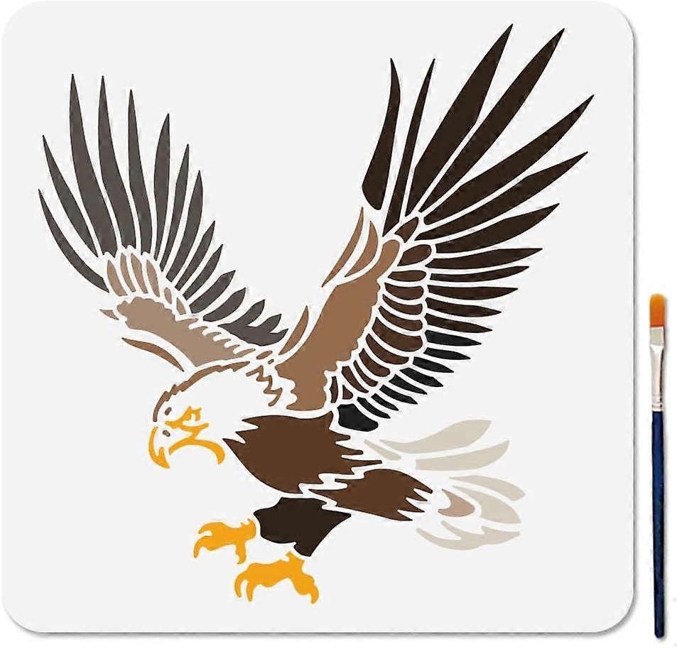 Bird Stencil Fierce Hawks Template 11.8x11.8inch Flying Bird Animals Theme Stencil with Paint Brush Predatory Bird Claws Reusable Template for Wood Fa