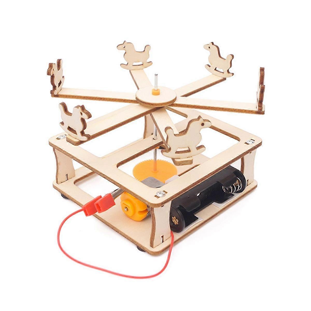Kolotoč DIY Věda Set Dřevěné Puzzle Řemeslo Technologie Experiment Kit Pro Studenty Děti Dárek