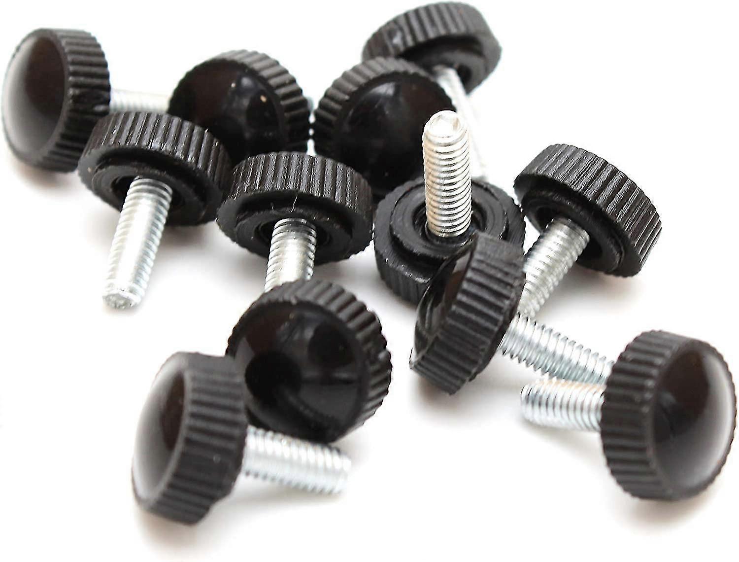 12 Piece Round M4x10mm Thread Knurling Handle Screw Knob Black