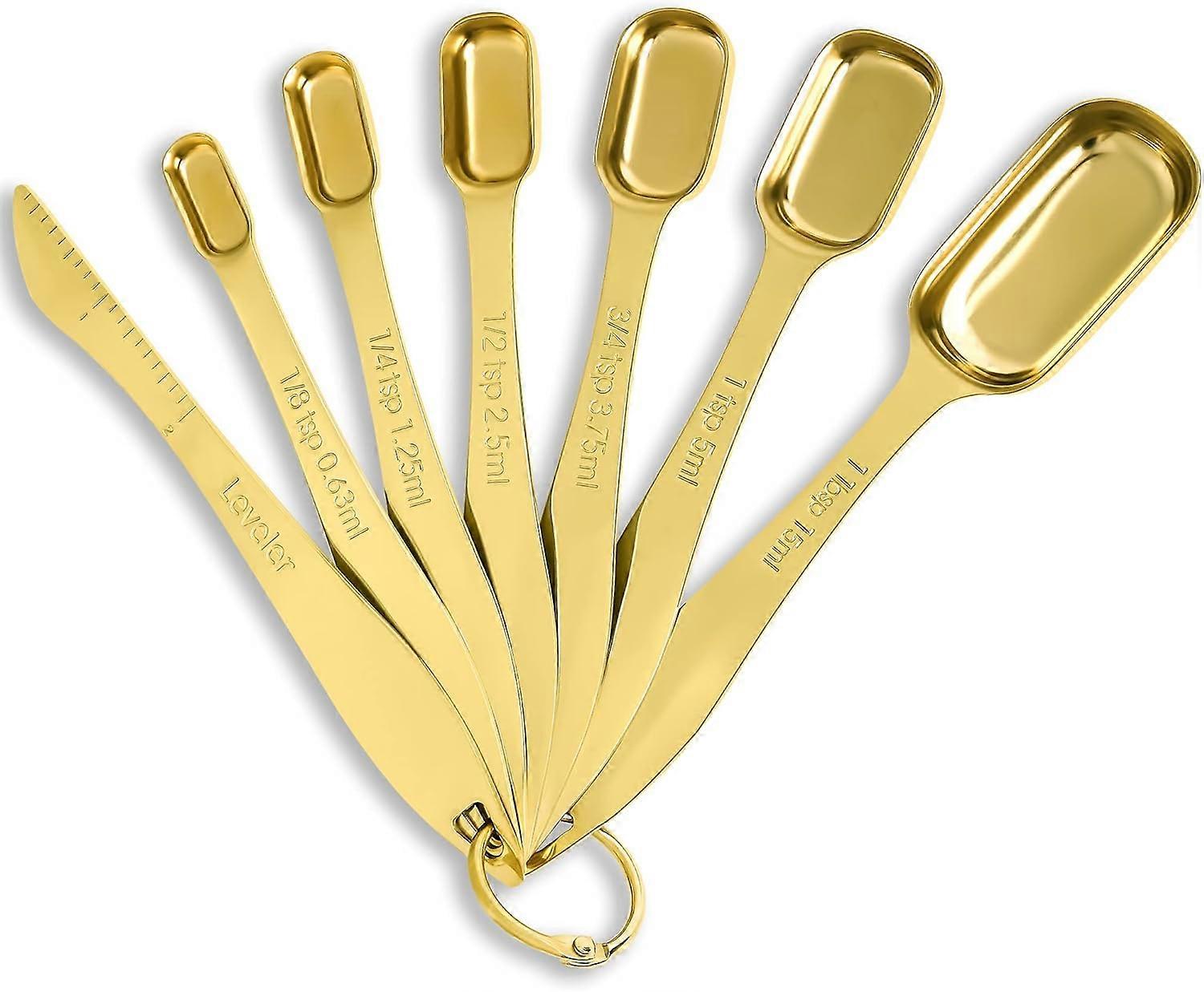 Stainless Steel Measuring Spoons Set with Engraved Measurements, 4 Sizes for Cooking and Baking