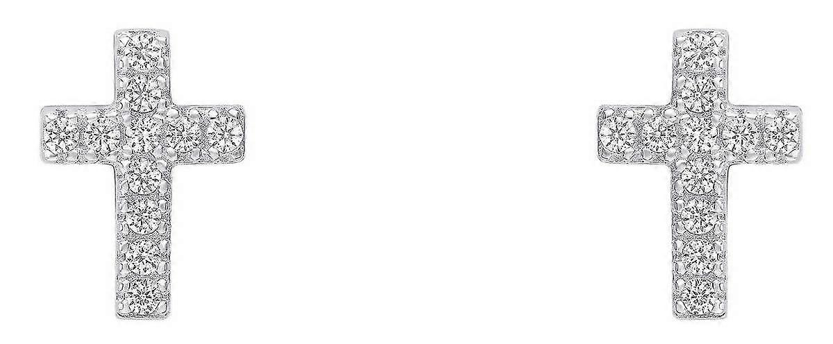 Beginnings Small Cross Studs Earrings - Silver