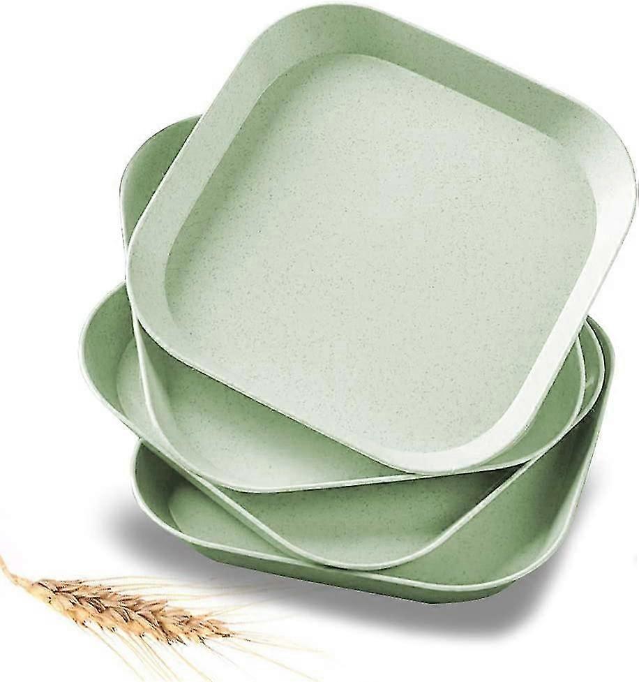 4 Assiettes Carres De 15 Cm En Paille De Bl, Incassables Et Lgres, Pour Amuse-bouches, Crales, D?ners, Mini Assiettes Rutilisables Pour Enfants, Tout-