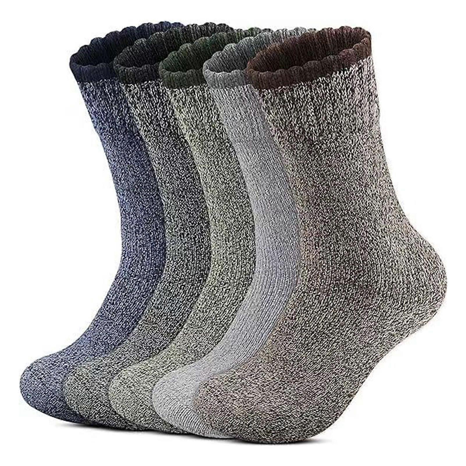 Thick Wool Socks for Men 5 Pair Wicking Soft Warm Boot Socks Knit Cozy Duty Work Soft Socks for Cold Weather