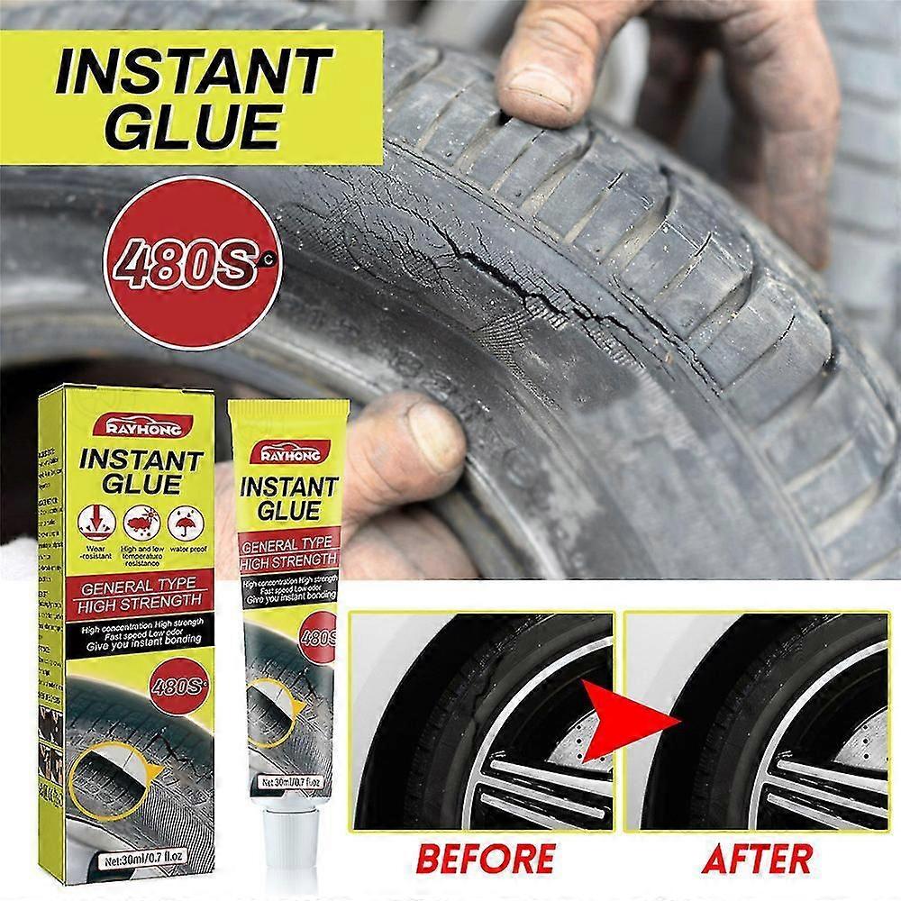1/2pcs Instant Strong En Caoutchouc Noir Pneu Pneu Réparation Colle Pour Voiture Automobile Véhicule