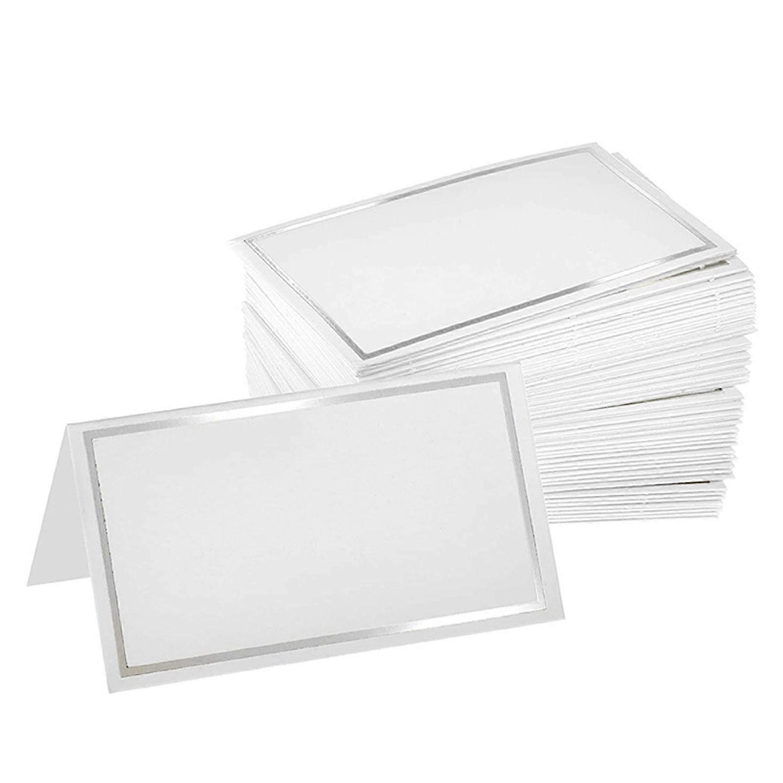 50PCS πτυσσόμενες κάρτες καθισμάτων με χρυσή κάρτα ονόματος συνόρων ιδανική για γάμους, δεξιώσεις, δείπνα, πάρτι Αξεσουάρ ασήμι
