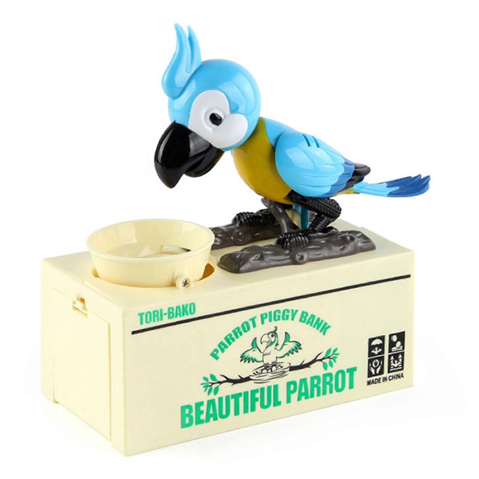 Beautiful Parrot Coin Saving Bank Piggy Bank Robot Bird Money Box for Kids Adult  Blue