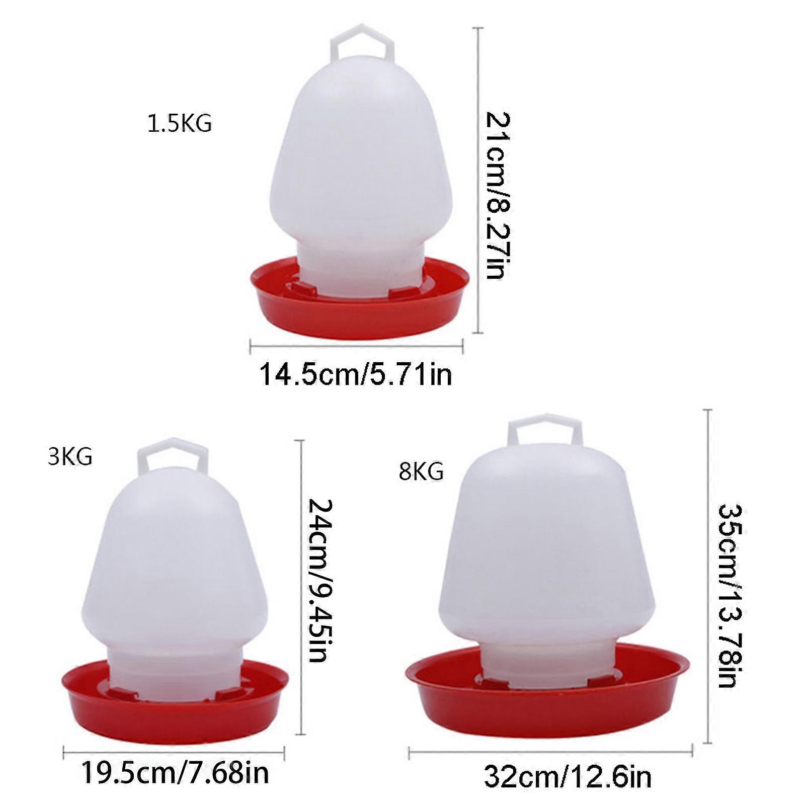 Plastic Chicken Waterer Durable Automatic Poultry Water Feeder with Handle 3 Sizes Hanging Waterer for Geese Duck Chick  3KG