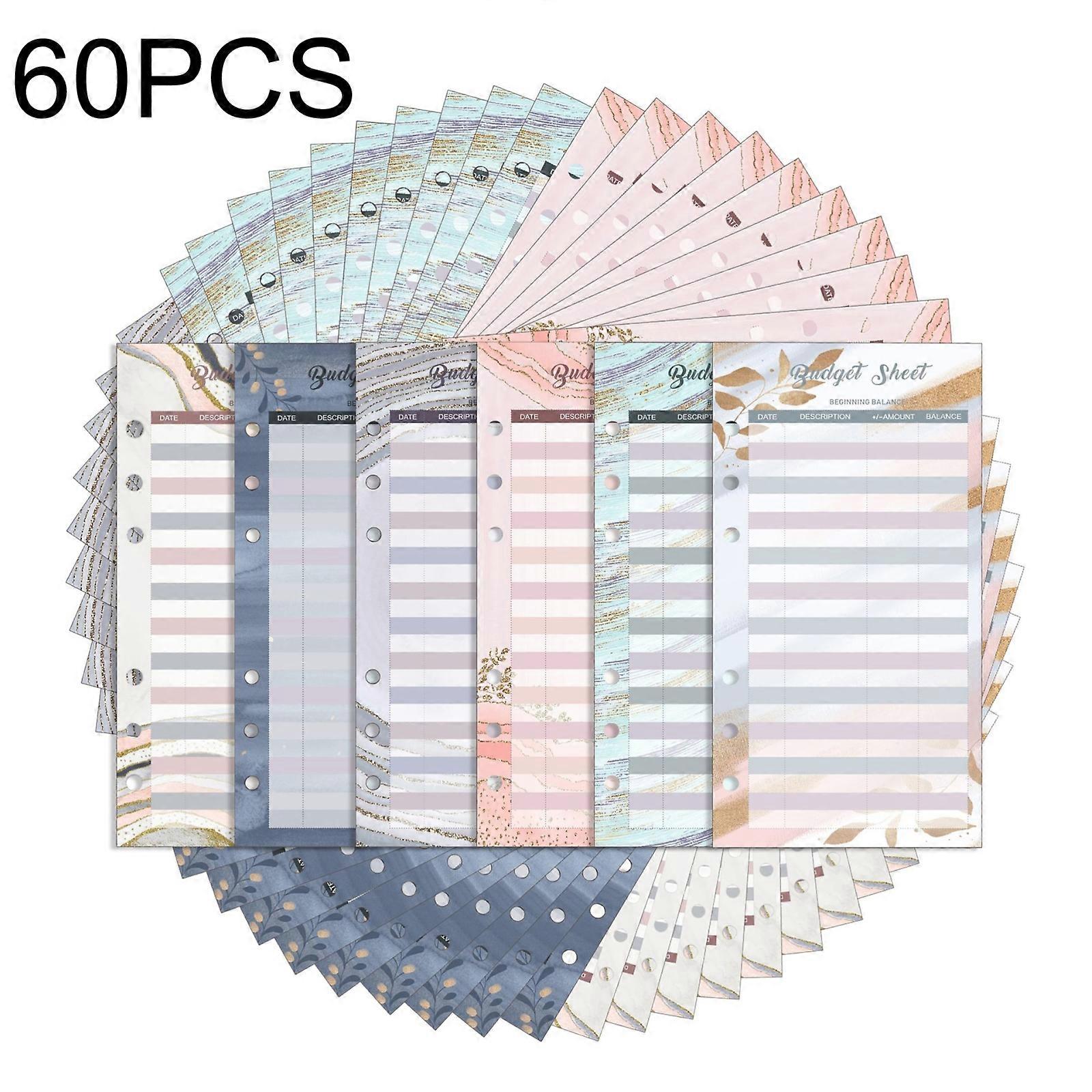 60 Sheets Cash Budget Card Loose-leaf Bookkeeping Replacement Core