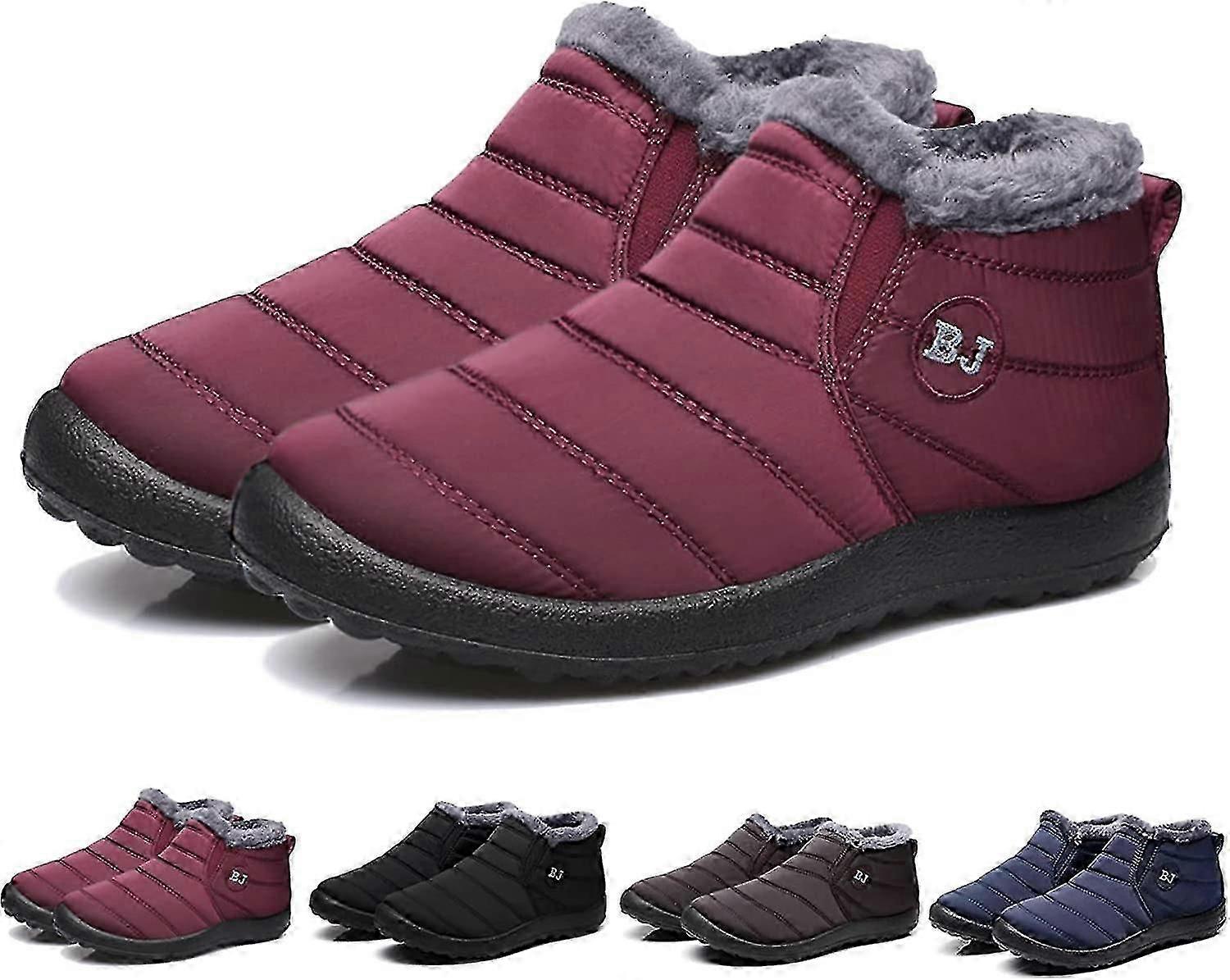 Boojoy Vinterstøvler Vinter Sne Støvler Til Mænd Og Kvinder PelsFor Vandtæt Slip På Udendørs Varme Ankelstøvler