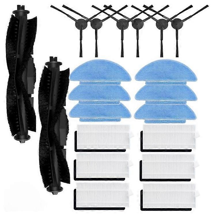 Compatible For Tikom L9000 / Lubluelu SL60 Sweeping Robot 2 Main Brushes + 6 Side Brushes + 6 Filters + 6 Rags Accessories Set