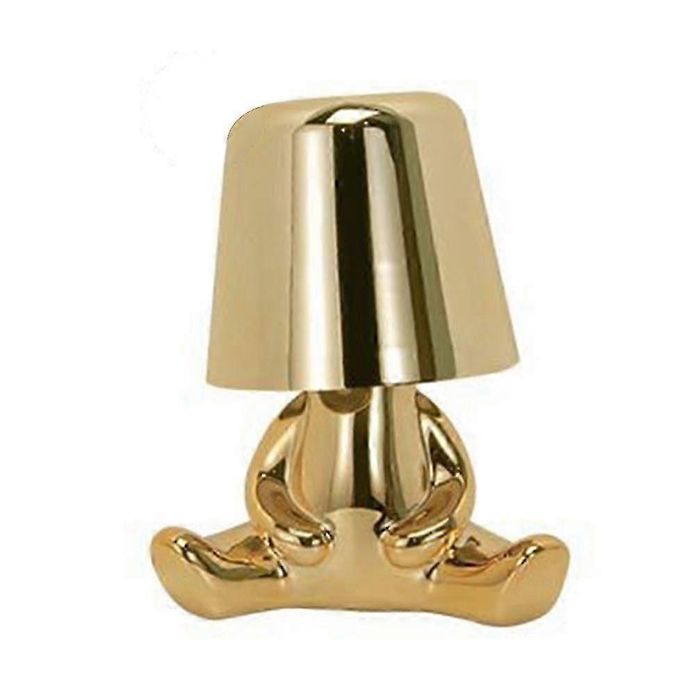 Led Touch Table Lamp Nordic Themed Warm Light Little Golden Man Night Light Study Room Desk Bedside Table Lamp