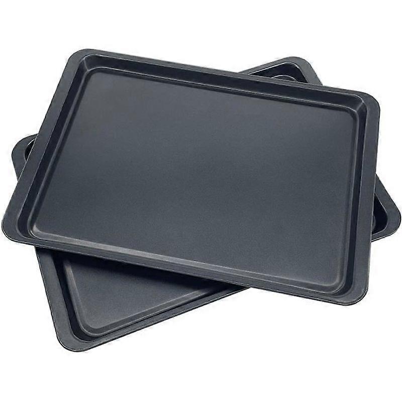 Set of 2 Non-Stick Baking Tray Rectangular Baking Sheets for Oven and Grill 37x255x16cm
