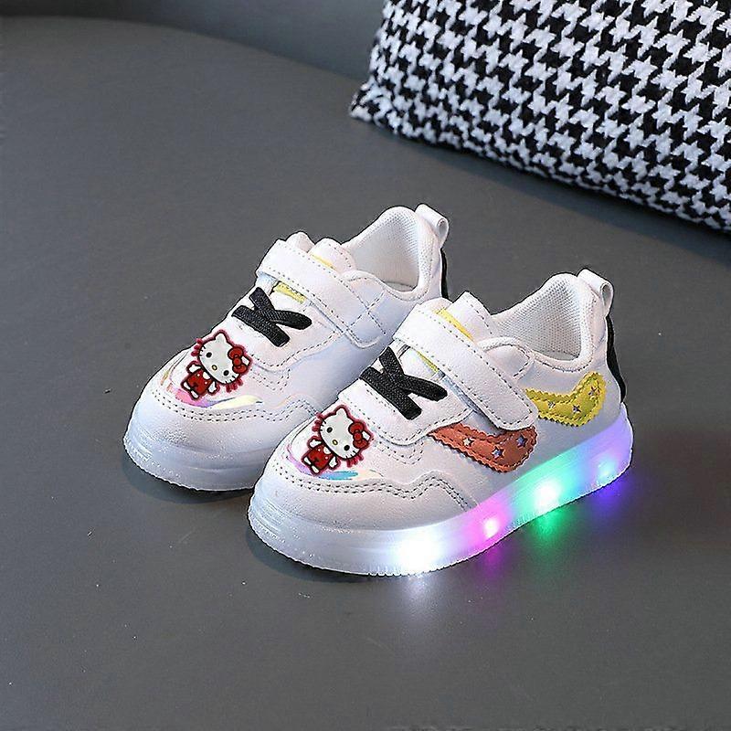 Karikatür Hello Kitty çocuk rahat ayakkabı kız spor ayakkabı rahat LED ışık flaş ayakkabı bebek kuromi prenses ayakkabı