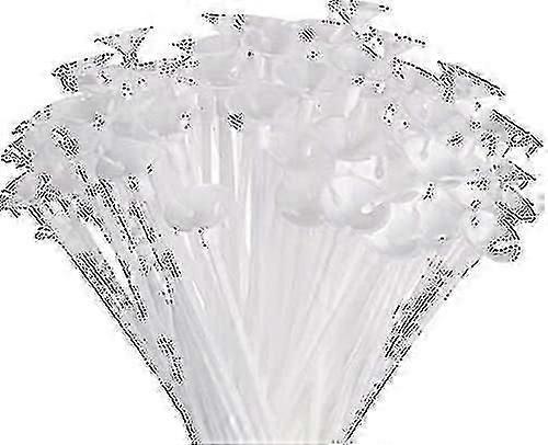 100 Pcs Balloon Sticks,plastic Thicken Durable Milk-white Sticks Holders With Cups For Party Decor