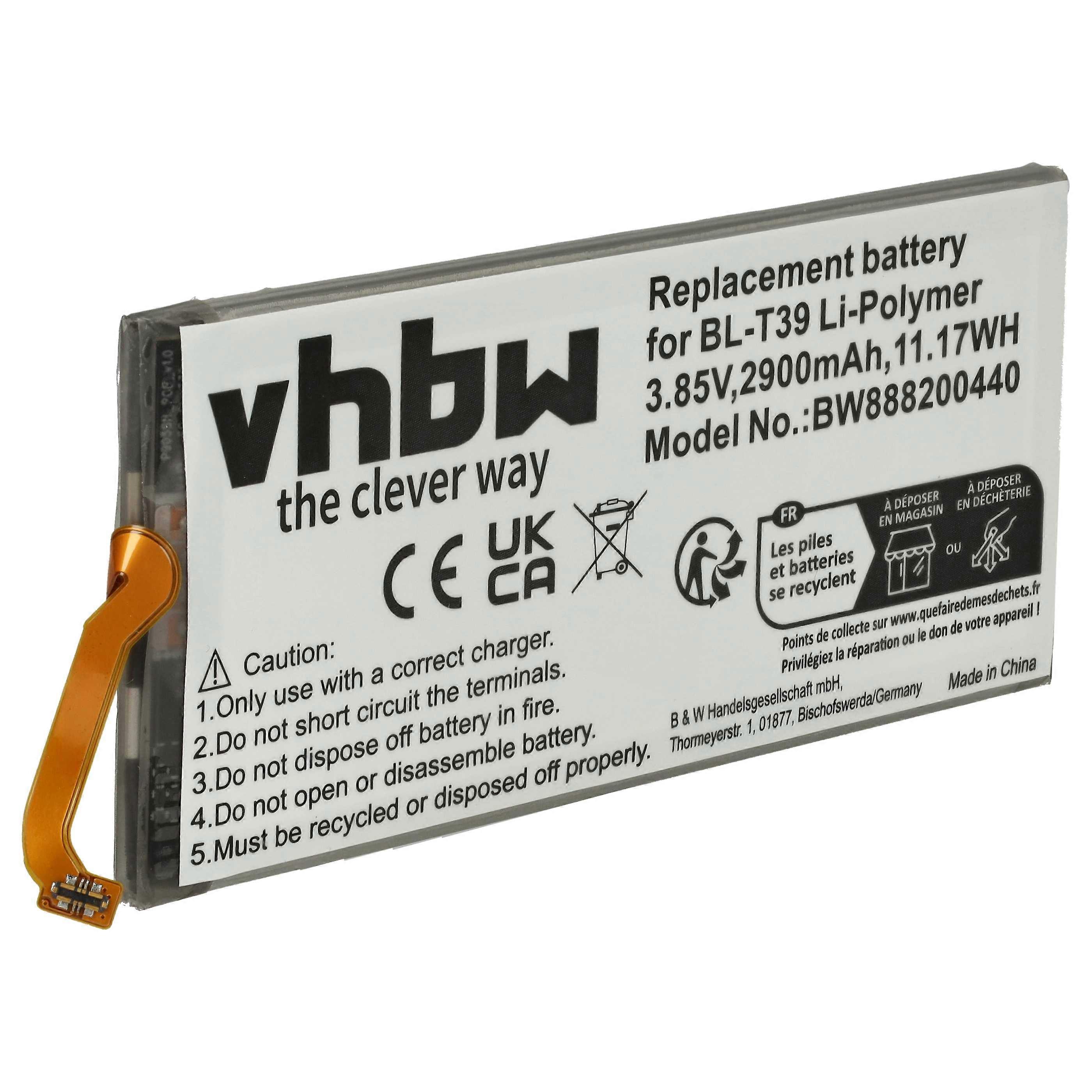 vhbw batéria kompatibilná s LG G7 ThinQ Dual SIM, G7 ThinQ, G7 Plus ThinQ Dual SIM TD-LTE MOBILNÝ TELEFÓN smartfón (2900 mAh, 3,85 V, Li-polymér)