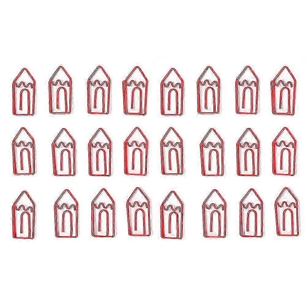 Pencil Shape Paper Clips 24 Pcs Cute Cartoon Design for Office Study Document Organization