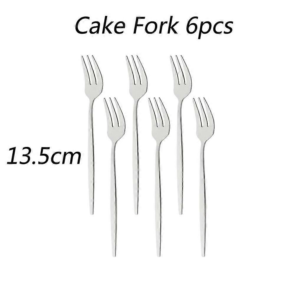 6Pcs Fork Set Colorful Small Dessert Fork Stainless Steel Forks Set For Cake Snack Salad Fork Dinnerware Cutlery Tableware Set