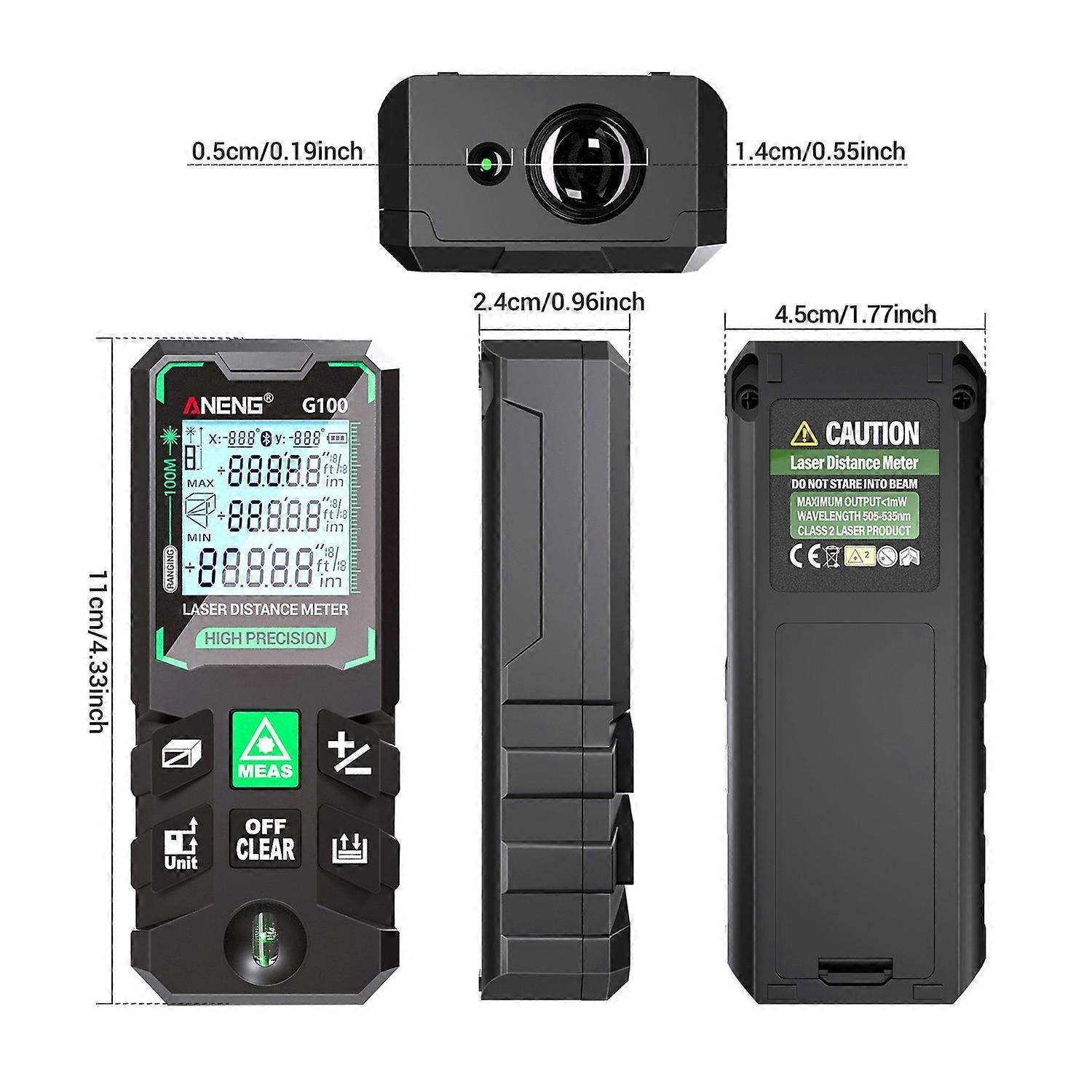 ANENG G100 Smart High-Precision Laser Rangefinder Green Laser Distance Meter 30 Set of Data Storage