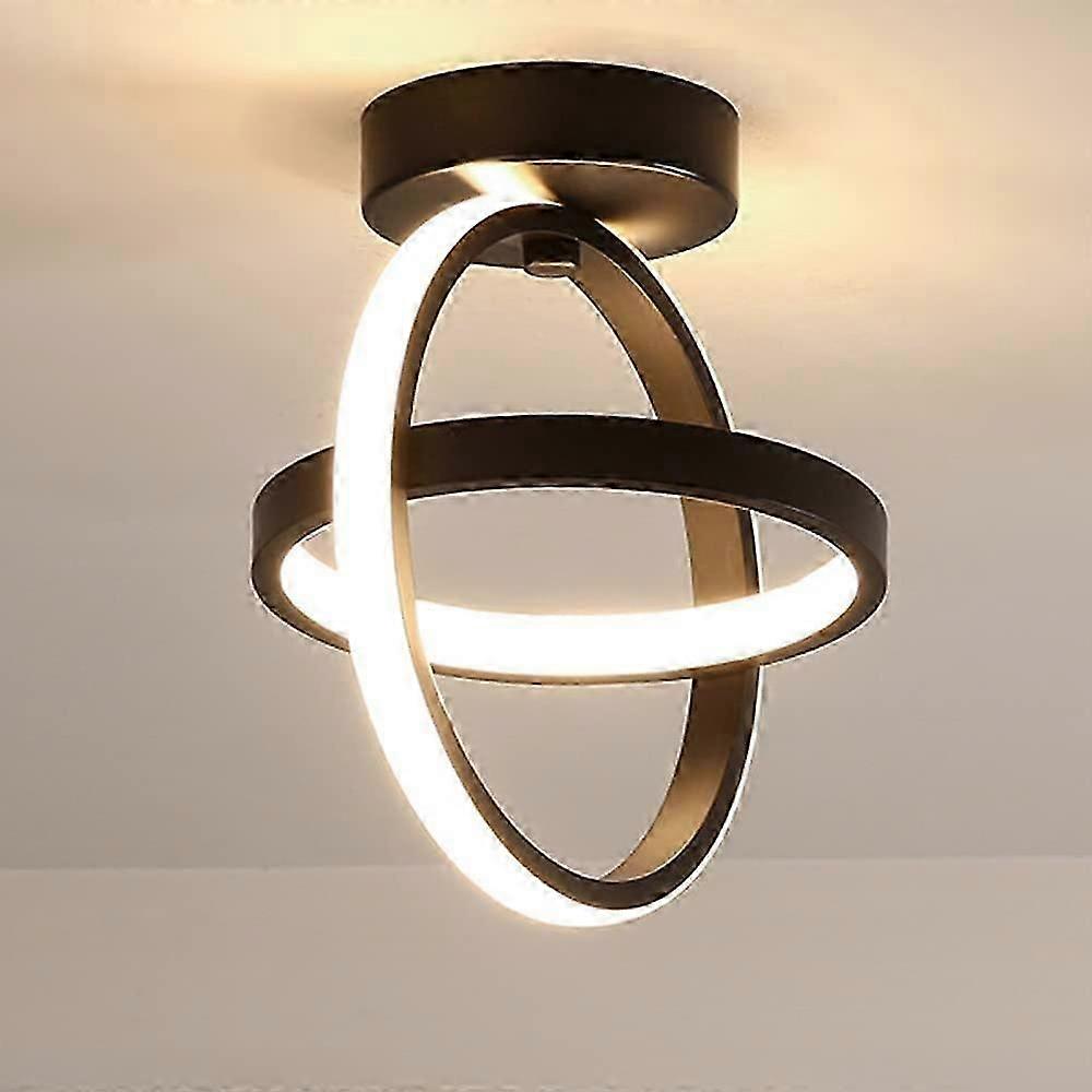 Black Ceiling Light 2 Circles Modern Stereoscopic Style Small LED Ceiling Light,21W (Warm Light)