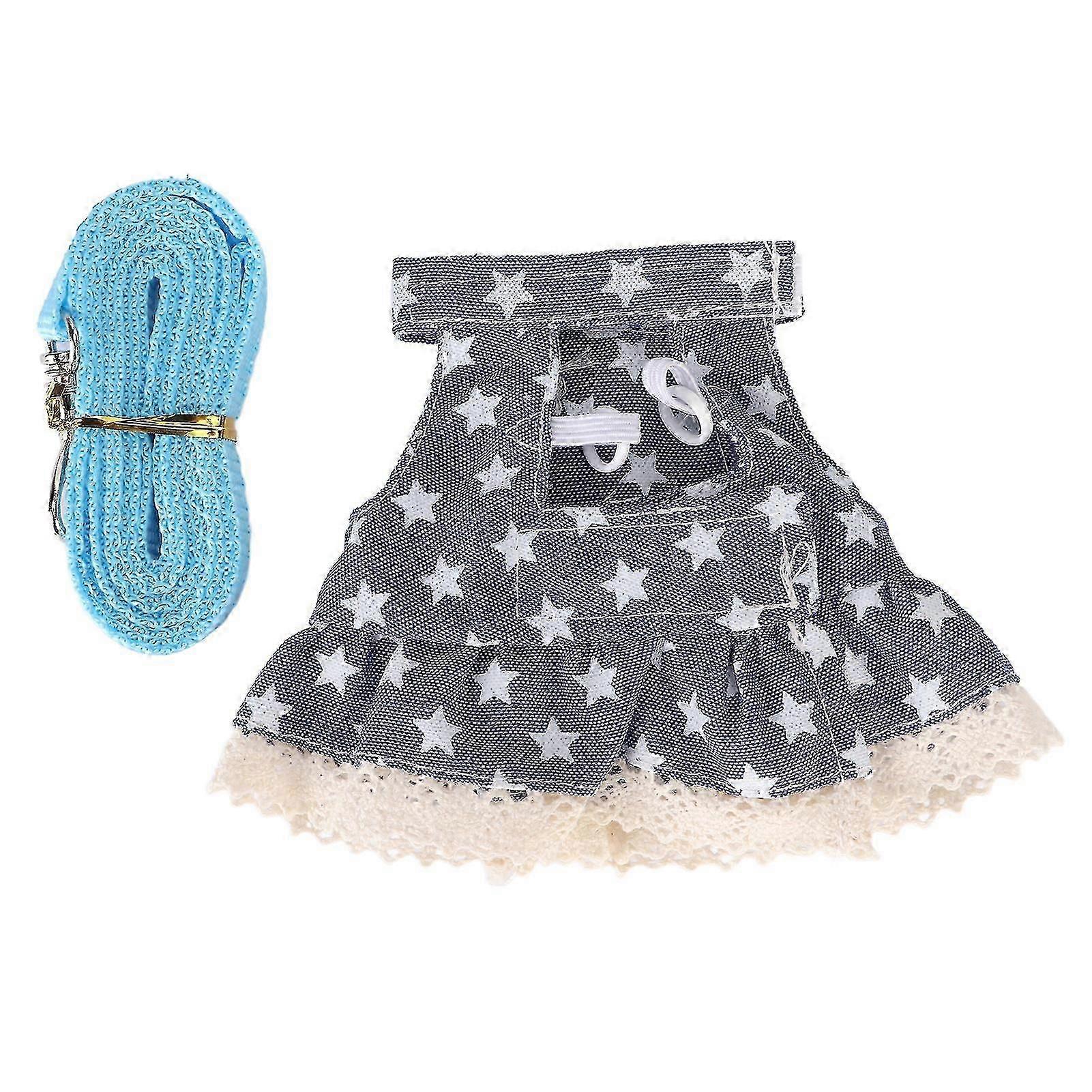 Blue Star Rabbit Harness and Leash Set for Small Pets - Adjustable, Soft and Cute Dress Leash for Hamsters, Ferrets, and Guinea Pigs (S)
