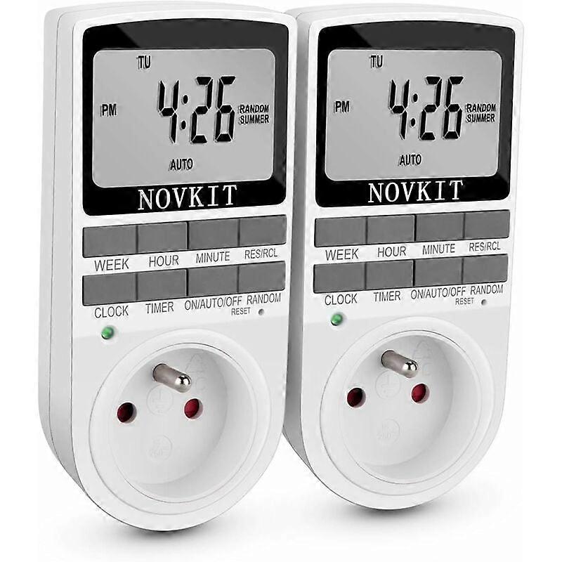 2pcs Electric & Digital Outlet Timer Daily Weekly Program Digital Outlet Timer with LCD Display for Energy Saving