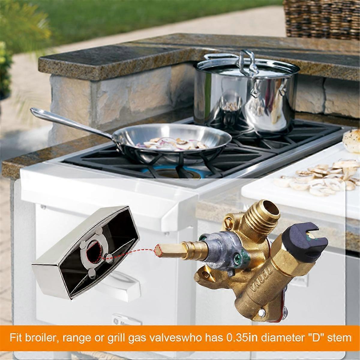 Chrome Knob Dial for Control Valve,Fit for D-Shape Valve Stem Design Control Valve Stove Range Oven