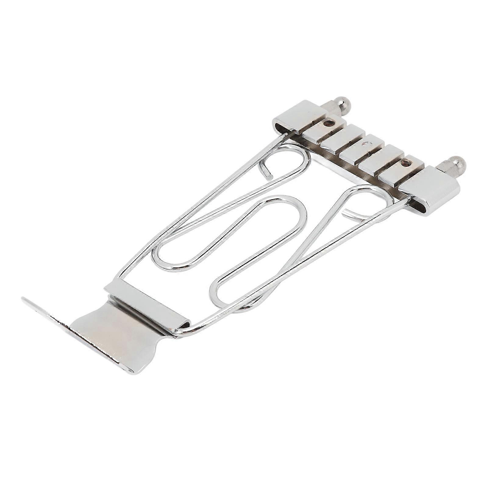 Silver Open Frame Bridge Tailpiece with Screws Height Adjustment for Archtop Jazz Guitar Bass, 6 String Trapeze