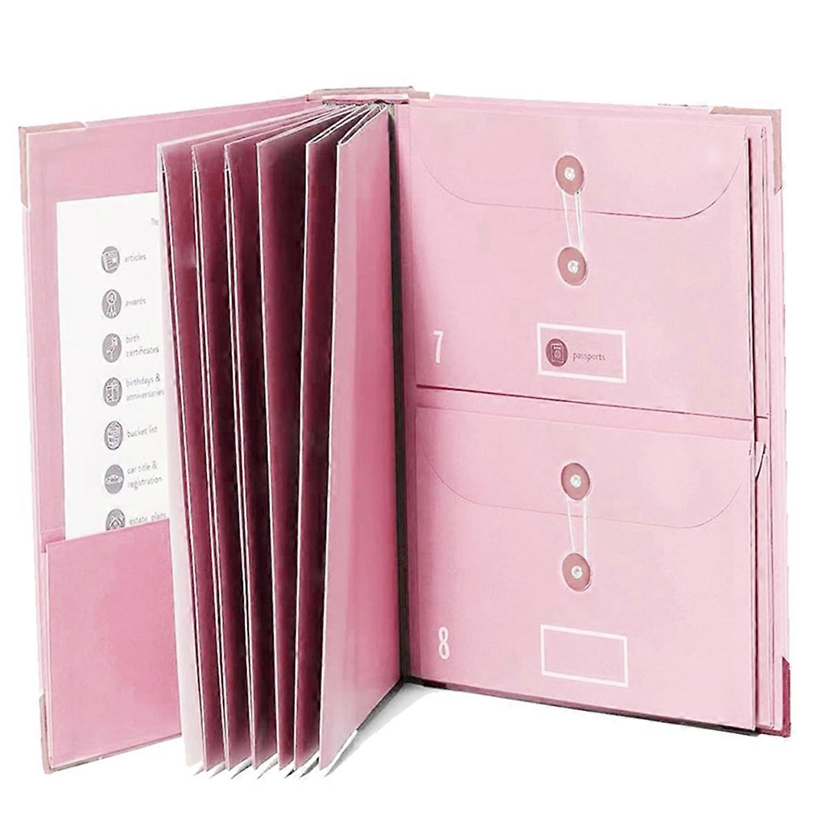File Folders with Labels,Cute Paper Organizer with Zipper Pouch,Pink