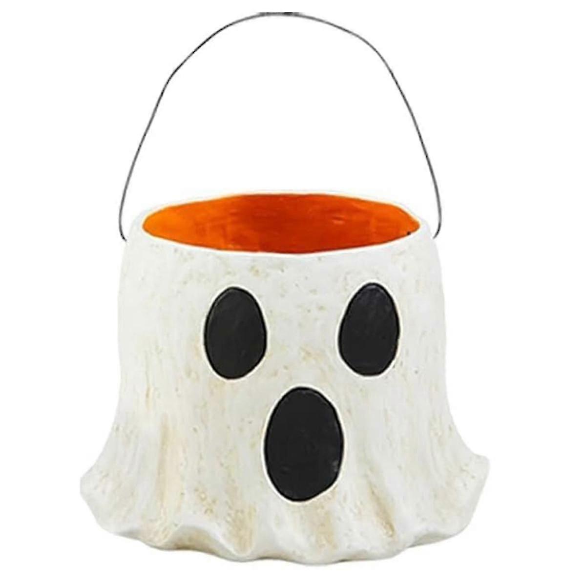 Ghost Bucket Decor, Ghost Planter Pot, Ghost Bucket Vase, Halloween Ghost Bucket, Handmade Hallowee