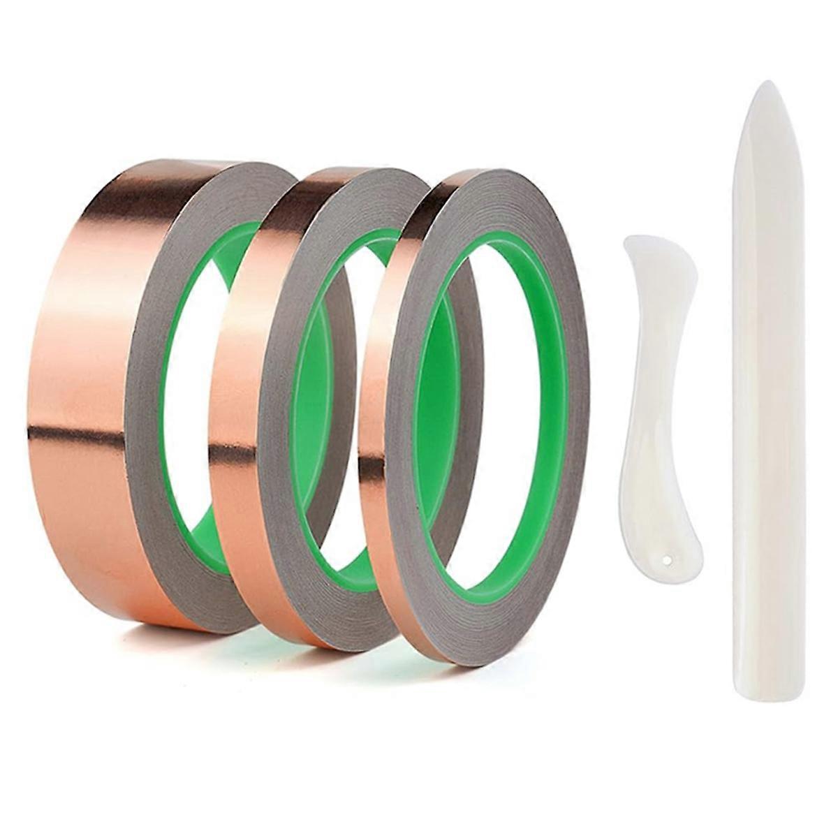3 Pack Copper Foil Tape, 3 Size Double-Sided Conductive Copper Tape
