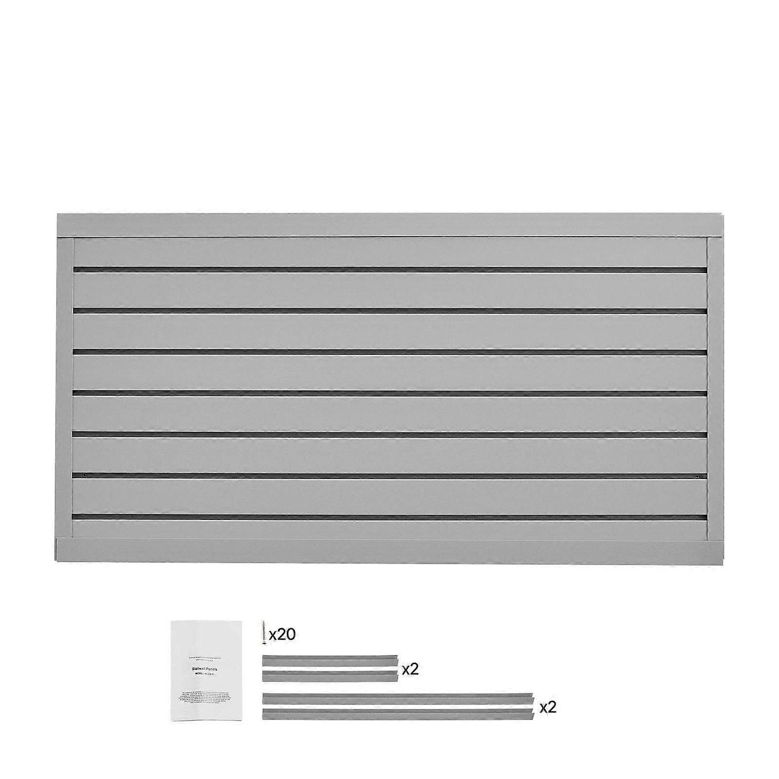 Panneaux muraux à lattes en PVC de 2 x 4 pi, panneaux gris modulaires pour l’organisation du garage, conception ajustable facile à installer avec structure d’accouplement