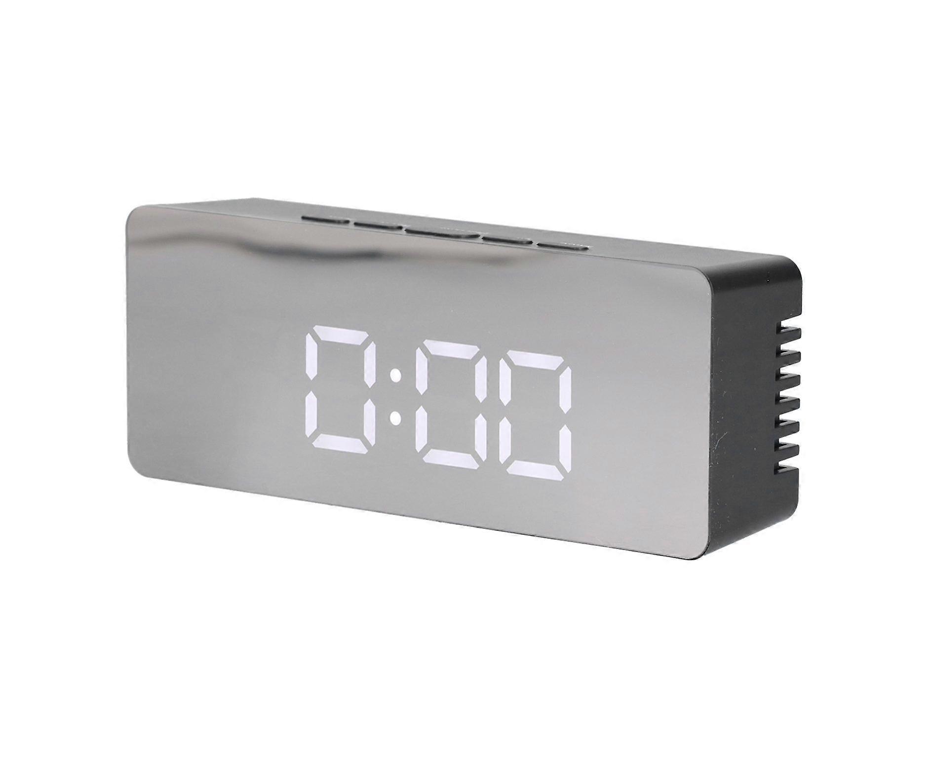Stylish LED Mirror Alarm Clock with Temperature Display, Snooze Function & USB/Battery Power Options