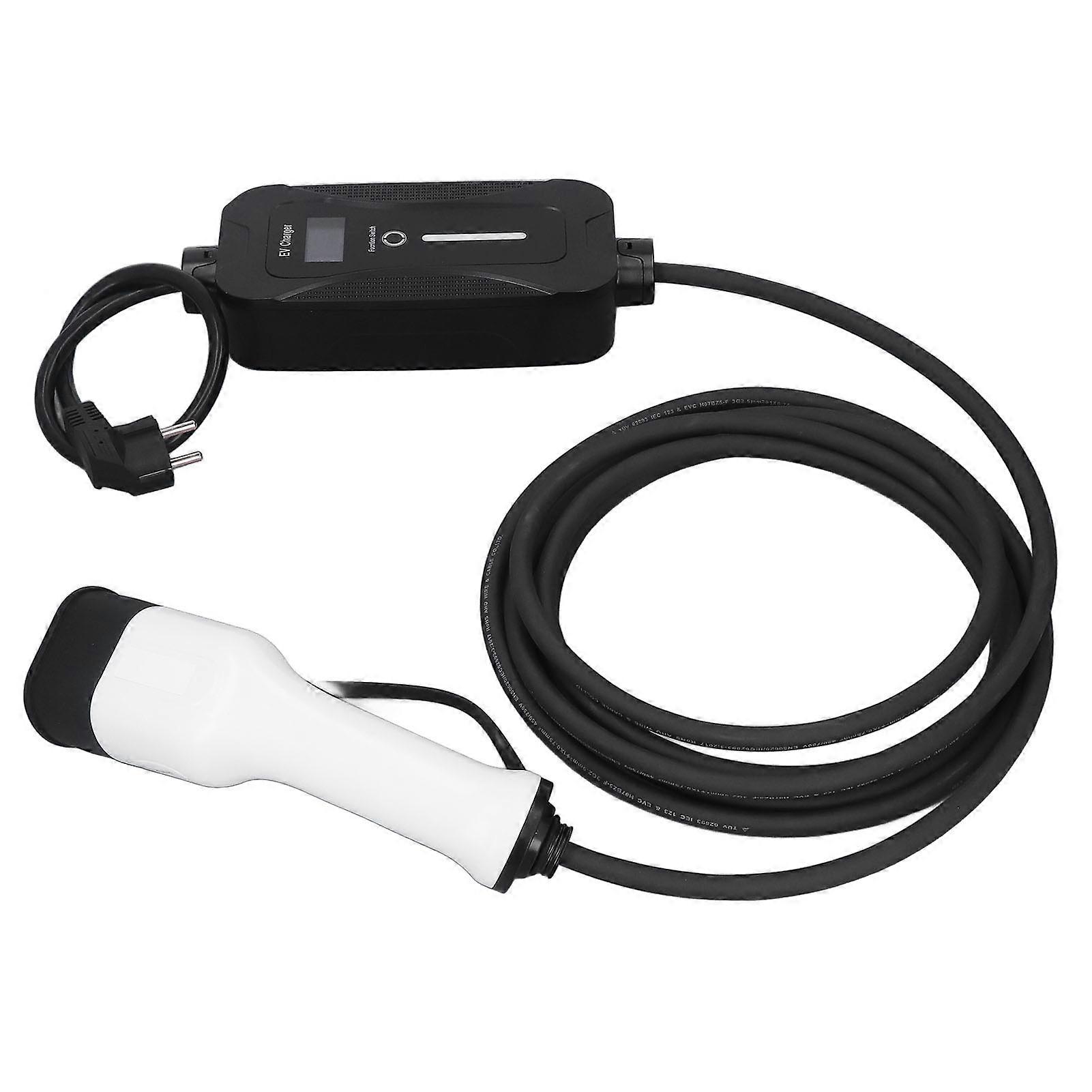 Portable Single Phase EV Charger 8A-16A Regulated 5m Cord