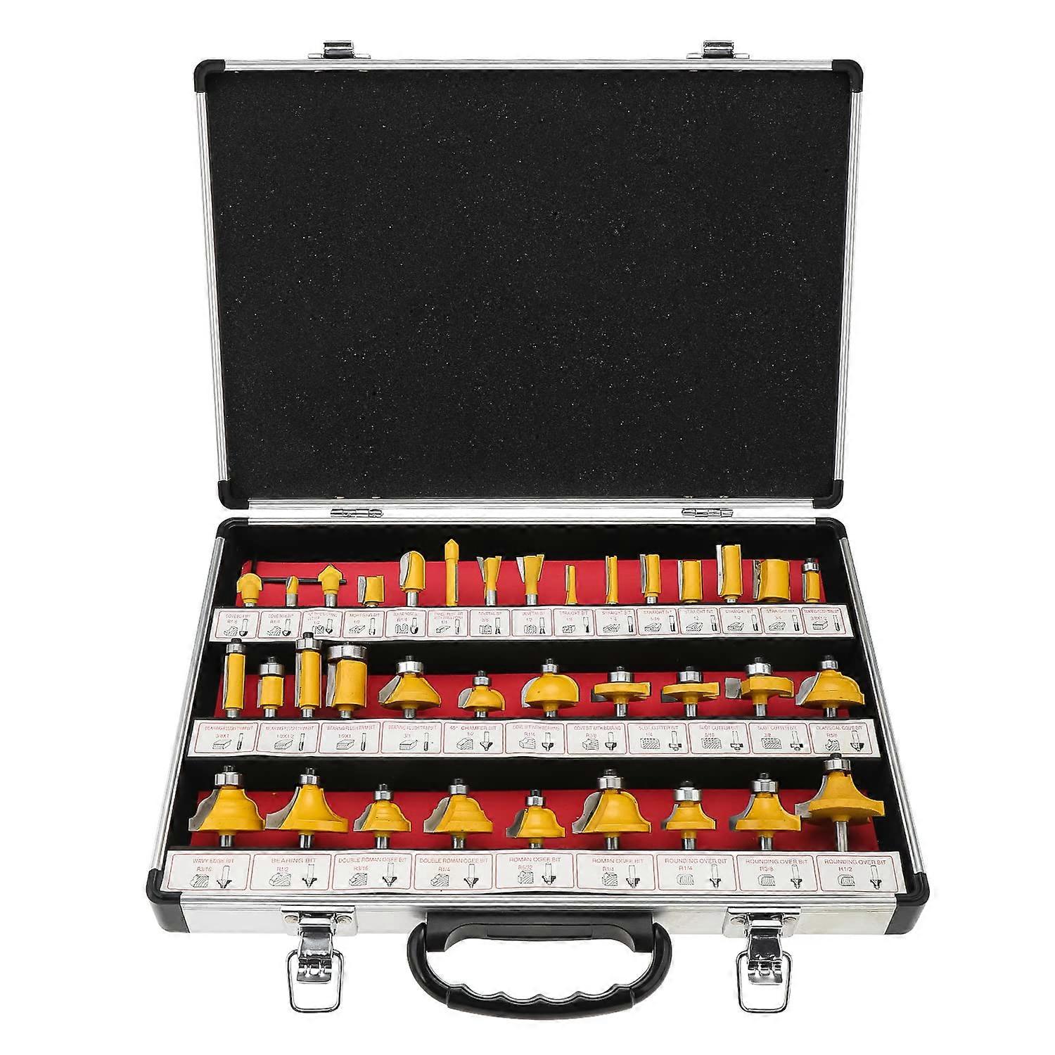 35Pcs Tungsten Carbide Tip Router Bit Set 1/4 Inch Shank for Woodworking Doors Tables Cabinets DIY Projects