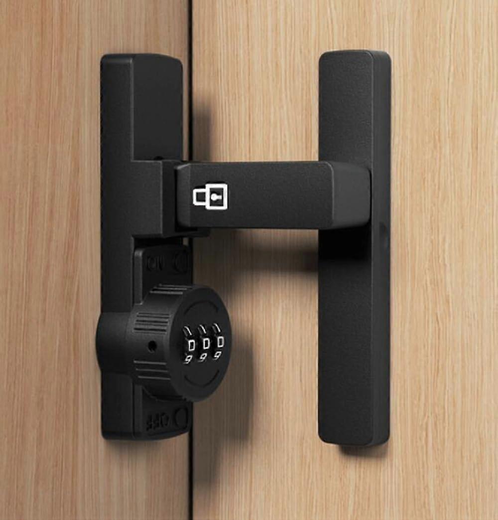 Black Password 90 Degree Lock Sliding Barn Door Latch with Luminous Code, Right Angle Design, Heavy-Duty Construction
