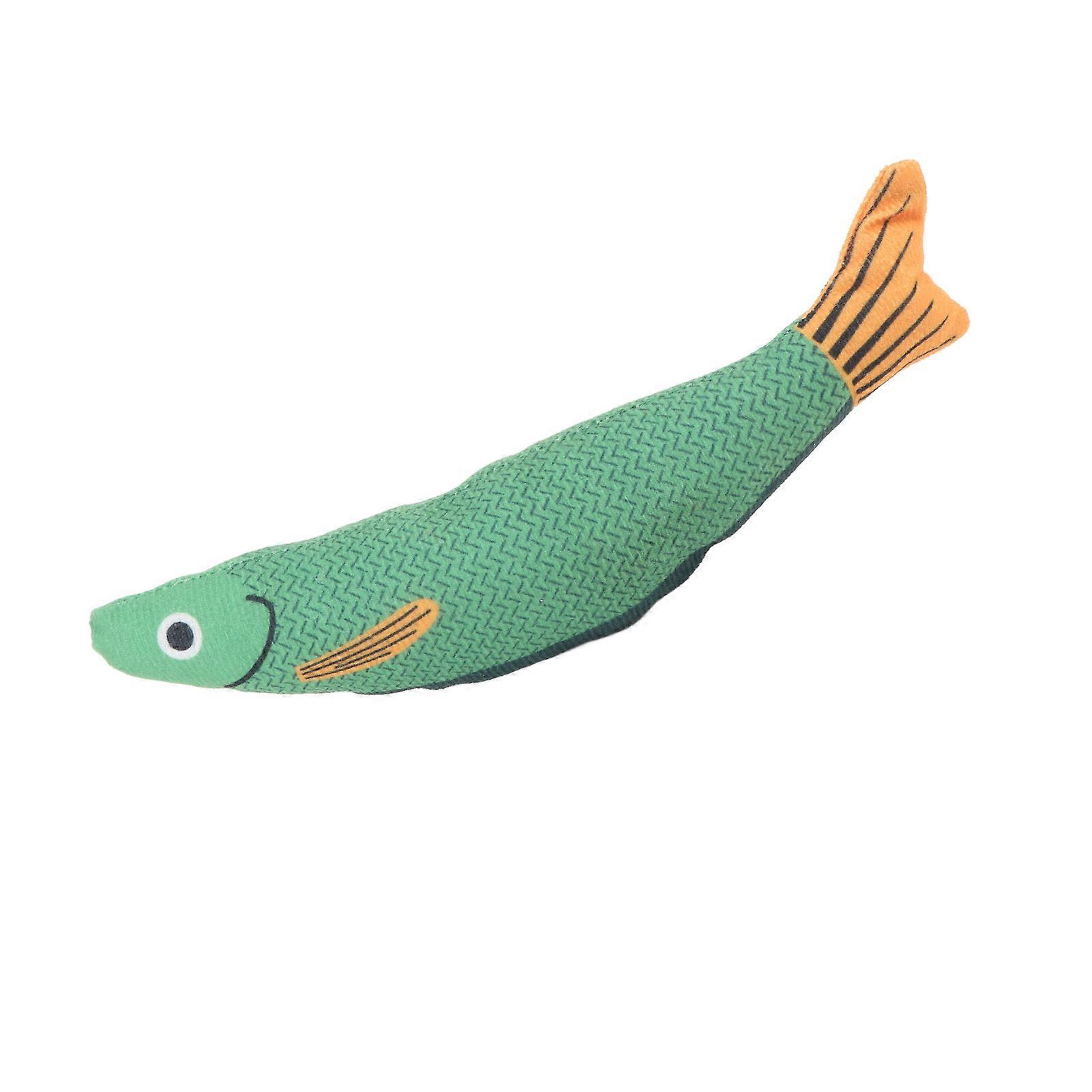 Cat Toy Saucy Fish Plush 23x6cm Green Catnip Crinkle Sound