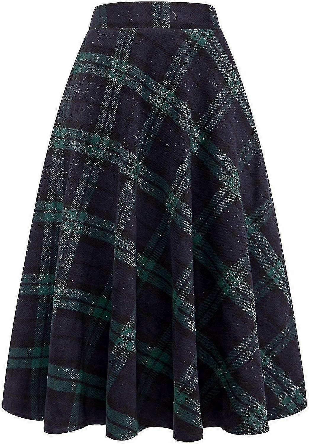 Women's Maxi Skirts Tartan Wool Long Warm With Elastic Waist Plus Size