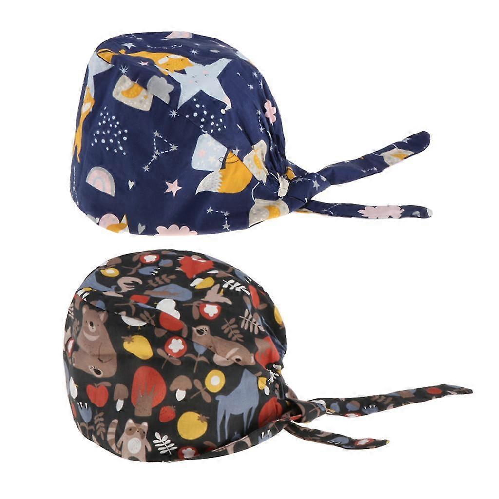 2Pcs Unisex Adjustable Nurse Scrub Cap
