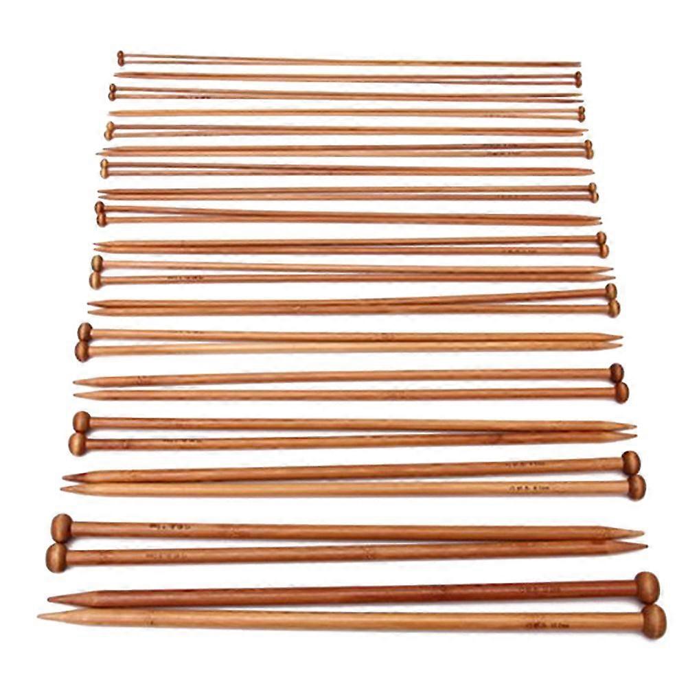 36pcs Bambou Aiguilles À Tricoter Set Carbonisé Aiguilles À Crochet À Extrémité Unique de 2.0mm à 10mm