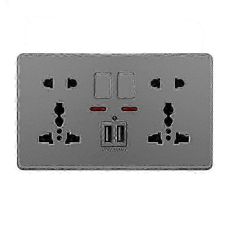 UK 13A Wall Socket with 2.1A USB Charging Ports & Push Button