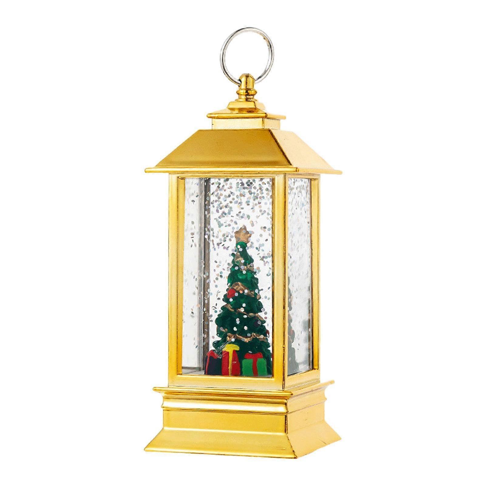 Christmas Lantern Decorations Vintage LED Snow Globe Desk Tabletop Night Lantern Light