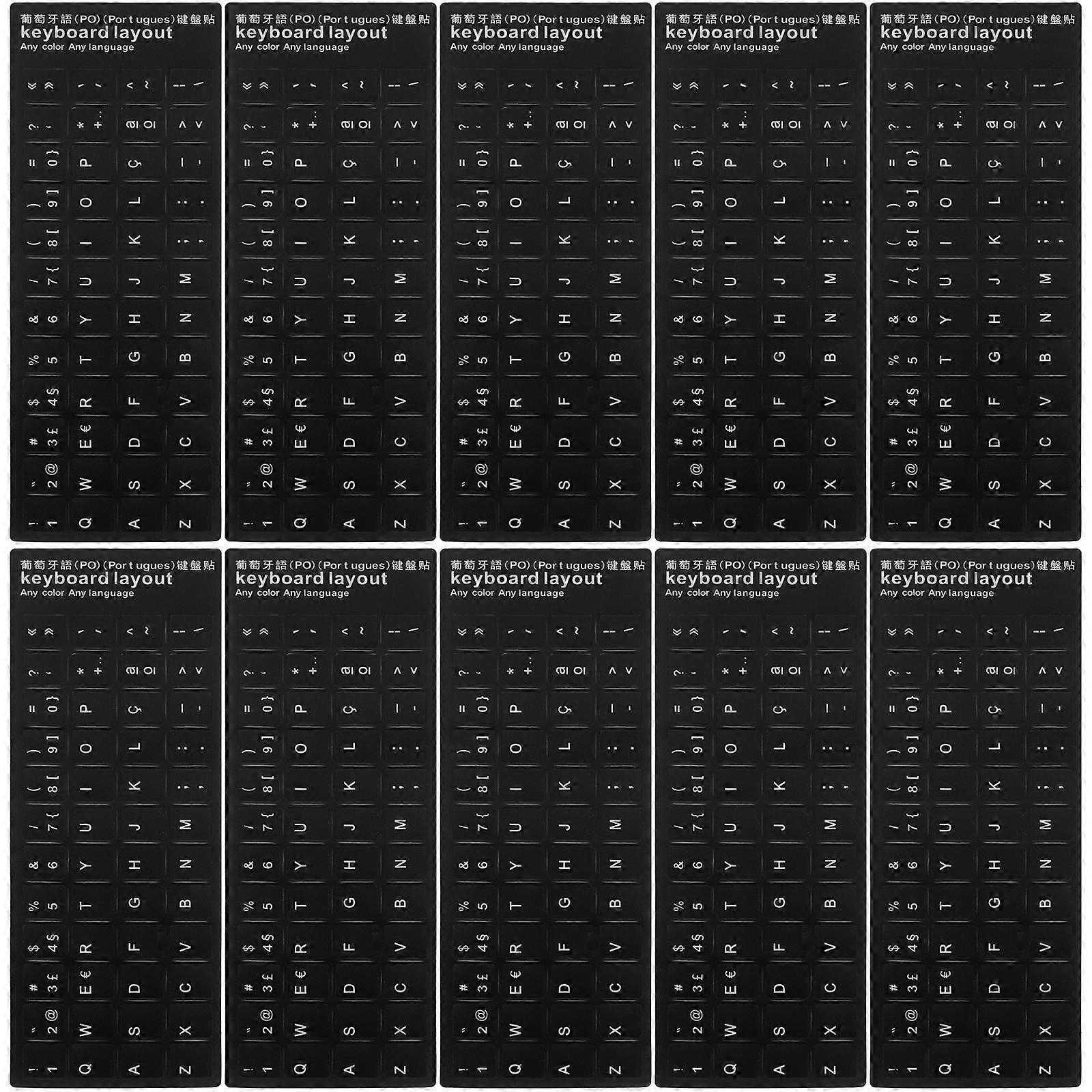 Keyboard Stickers with White Lettering Protective Case Protection 10pcs