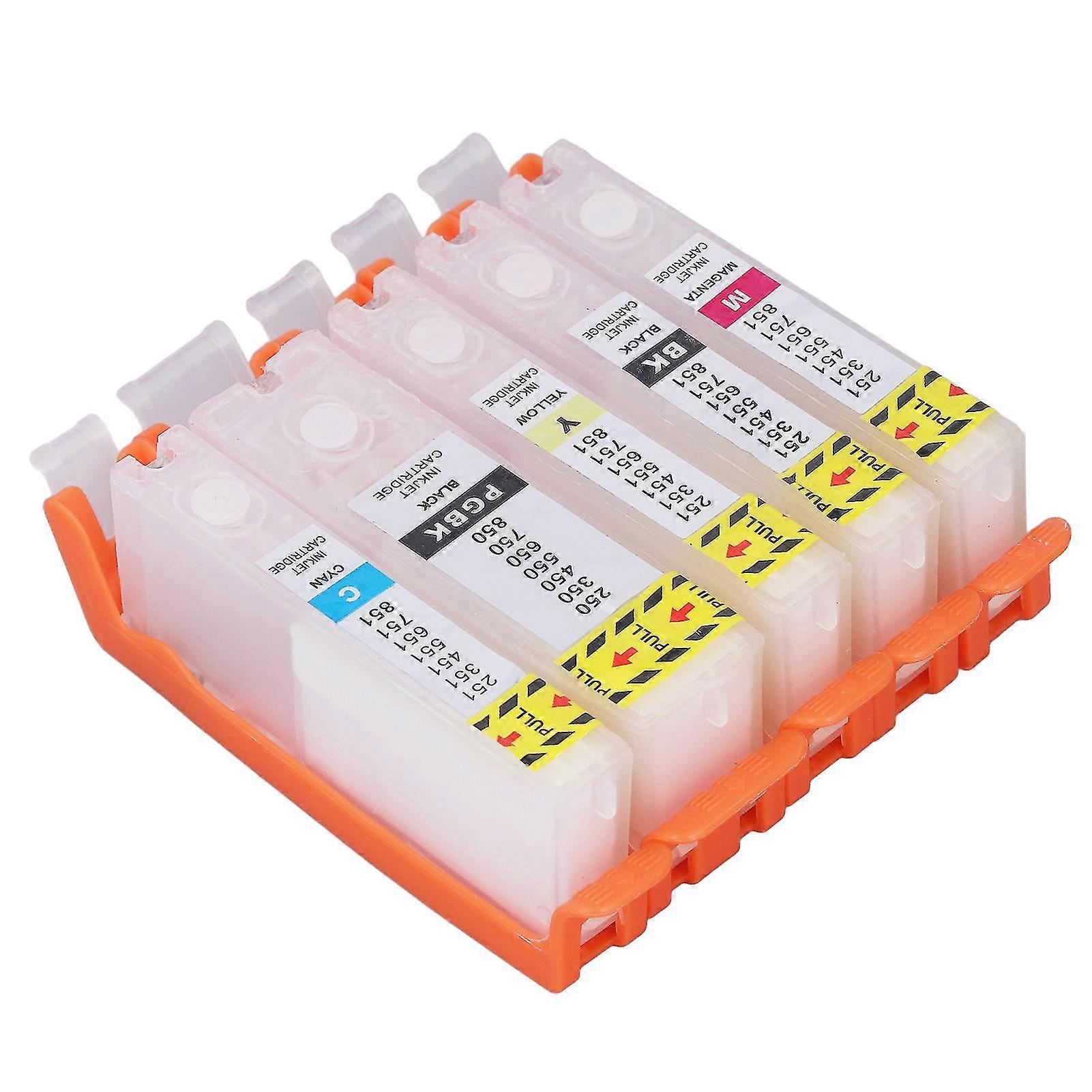 2025 5Pcs Ink Cartridge Reusable Smoothly Ink Output 5 Colors PGBK BK C M Y Printer Cartridge 750 751