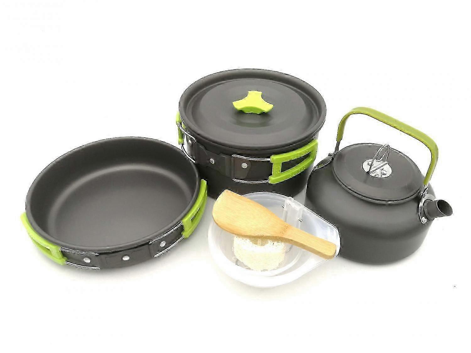 10-Piece Camping Cookware Set Non-Stick Lightweight Camping Pots and Pans Set with Plastic Bowls and Spoons Ideal for Camping, Backpacking, Outdoor Co